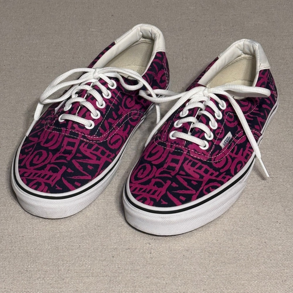 Vans Era Van Doren Pink Navy Graffiti Print Low Top Sneakers Womens 9.5 Mens 8